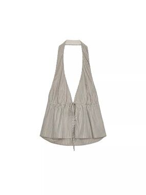 Striped Poplin Halter Top
